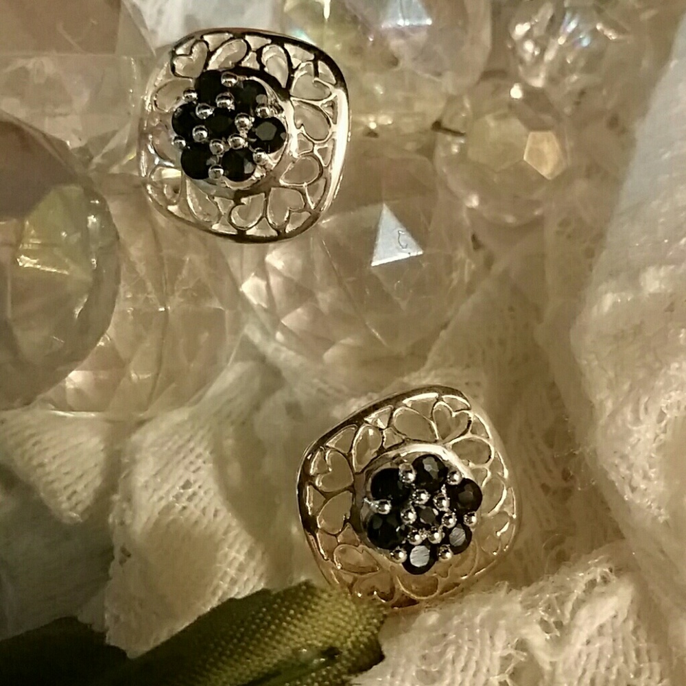 NWOT Dark Sapphire & Solid 925 Sterling Earrings